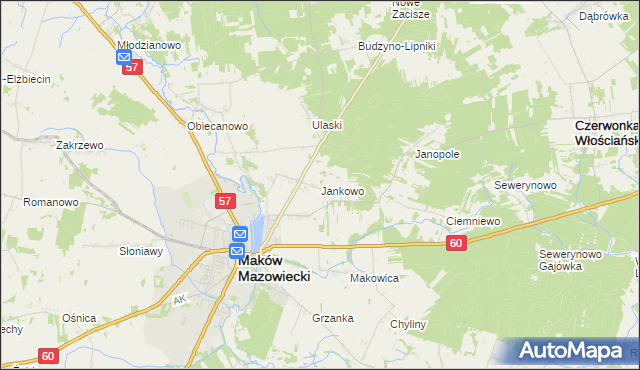 mapa Jankowo gmina Czerwonka, Jankowo gmina Czerwonka na mapie Targeo