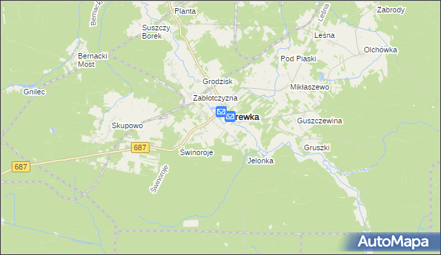 mapa Janowo gmina Narewka, Janowo gmina Narewka na mapie Targeo