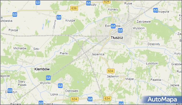 mapa Jasienica gmina Tłuszcz, Jasienica gmina Tłuszcz na mapie Targeo