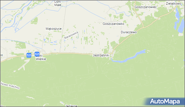 mapa Jastrzębnik gmina Santok, Jastrzębnik gmina Santok na mapie Targeo