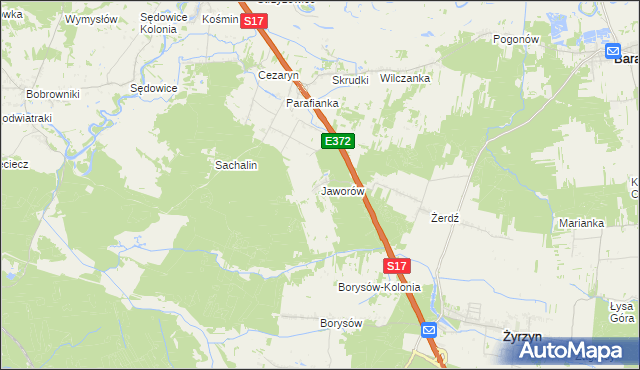 mapa Jaworów gmina Żyrzyn, Jaworów gmina Żyrzyn na mapie Targeo