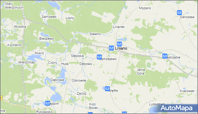 mapa Jędrzejewo gmina Lniano, Jędrzejewo gmina Lniano na mapie Targeo