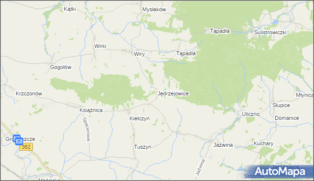 mapa Jędrzejowice gmina Dzierżoniów, Jędrzejowice gmina Dzierżoniów na mapie Targeo