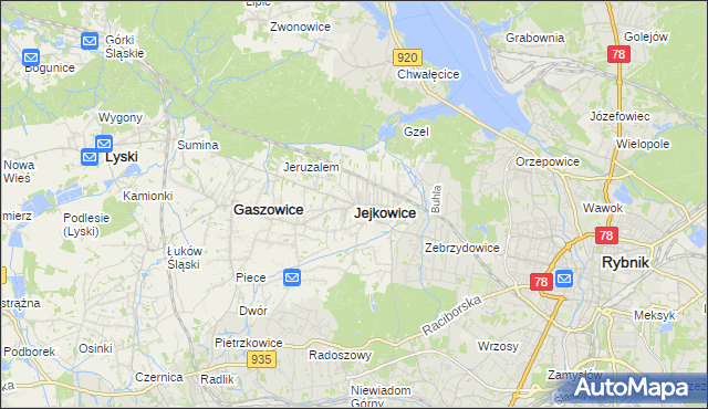mapa Jejkowice, Jejkowice na mapie Targeo