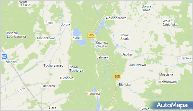 mapa Jelonek gmina Rakoniewice, Jelonek gmina Rakoniewice na mapie Targeo