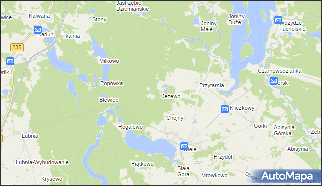 mapa Jeżewo gmina Karsin, Jeżewo gmina Karsin na mapie Targeo