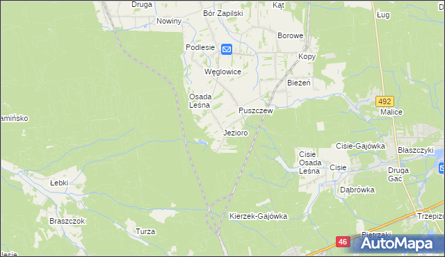 mapa Jezioro gmina Wręczyca Wielka, Jezioro gmina Wręczyca Wielka na mapie Targeo