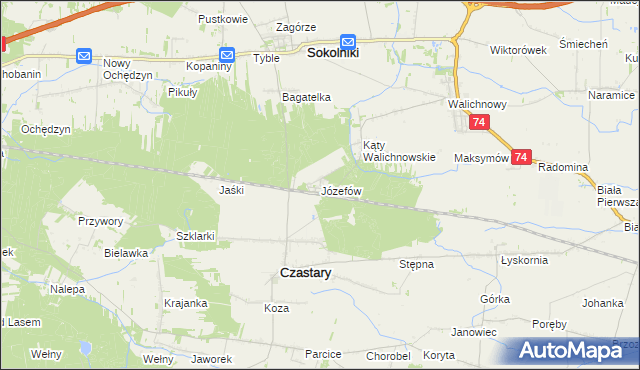 mapa Józefów gmina Czastary, Józefów gmina Czastary na mapie Targeo