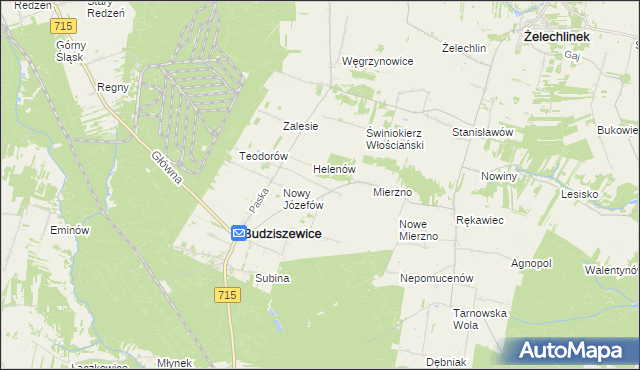 mapa Józefów Stary gmina Budziszewice, Józefów Stary gmina Budziszewice na mapie Targeo