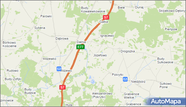 mapa Józefowo gmina Strzegowo, Józefowo gmina Strzegowo na mapie Targeo