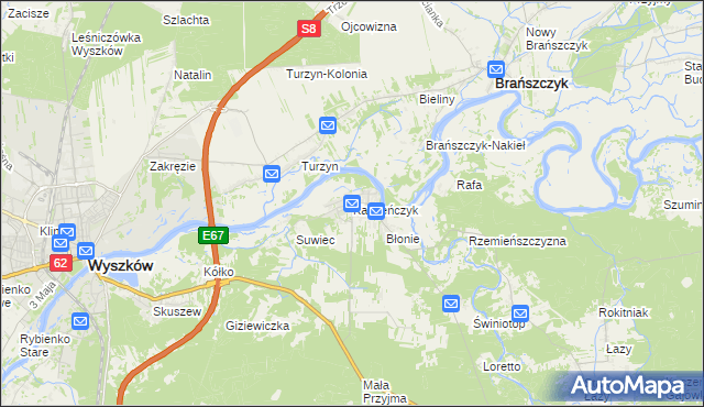 mapa Kamieńczyk gmina Wyszków, Kamieńczyk gmina Wyszków na mapie Targeo