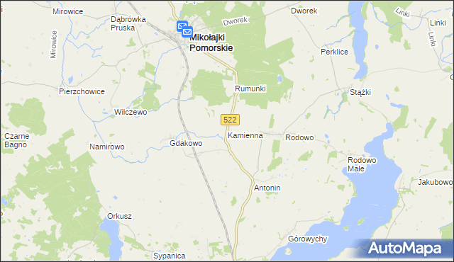 mapa Kamienna gmina Prabuty, Kamienna gmina Prabuty na mapie Targeo
