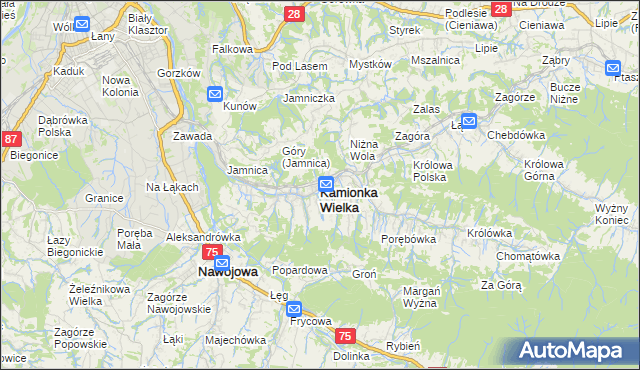 mapa Kamionka Wielka, Kamionka Wielka na mapie Targeo