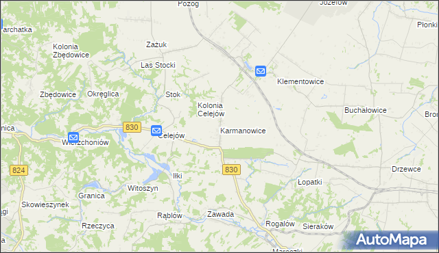 mapa Karmanowice, Karmanowice na mapie Targeo