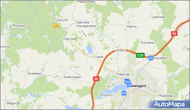 mapa Karsk gmina Nowogard, Karsk gmina Nowogard na mapie Targeo