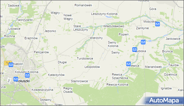 mapa Kazimierzów gmina Koluszki, Kazimierzów gmina Koluszki na mapie Targeo