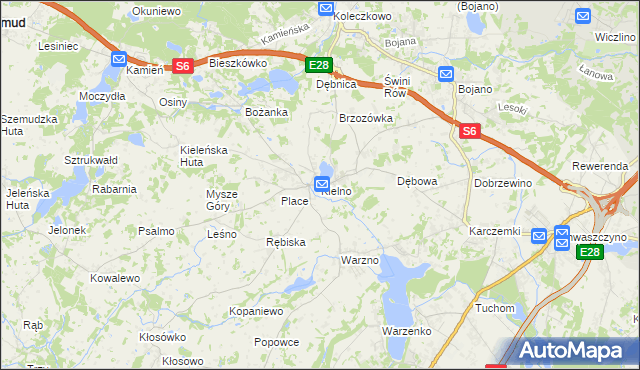 mapa Kielno gmina Szemud, Kielno gmina Szemud na mapie Targeo