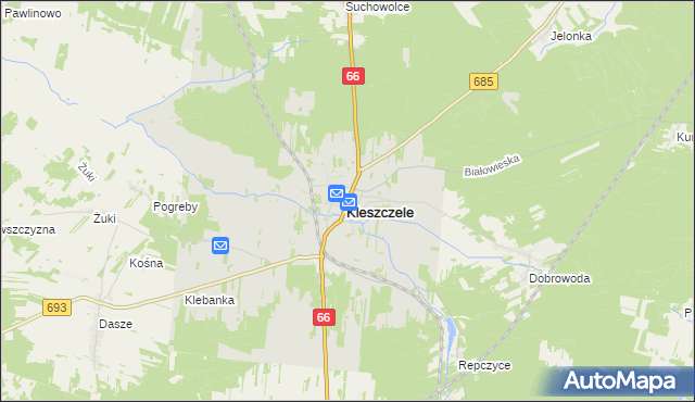 mapa Kleszczele, Kleszczele na mapie Targeo