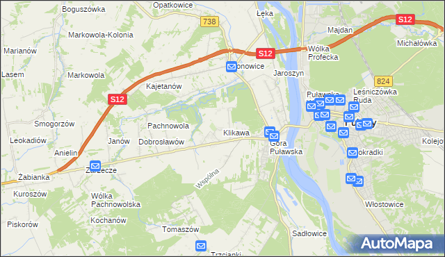 mapa Klikawa, Klikawa na mapie Targeo