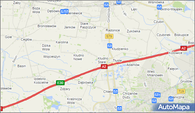 mapa Kłudno Stare, Kłudno Stare na mapie Targeo