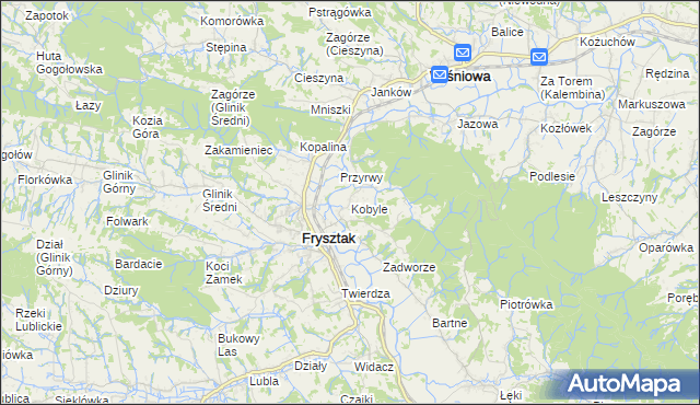 mapa Kobyle gmina Frysztak, Kobyle gmina Frysztak na mapie Targeo