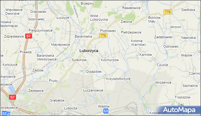 mapa Kocmyrzów, Kocmyrzów na mapie Targeo