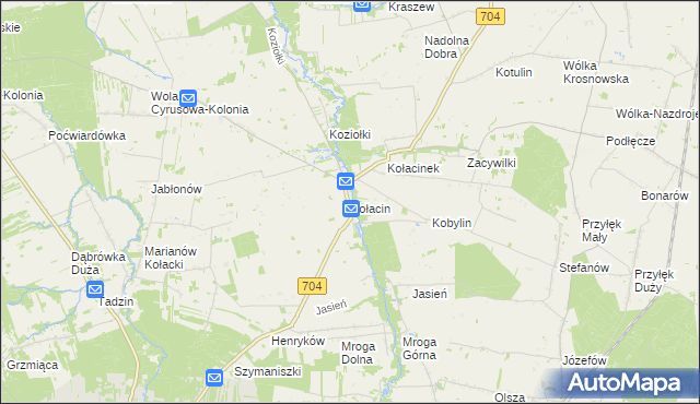 mapa Kołacin gmina Dmosin, Kołacin gmina Dmosin na mapie Targeo