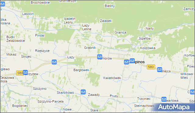mapa Komorów gmina Kampinos, Komorów gmina Kampinos na mapie Targeo