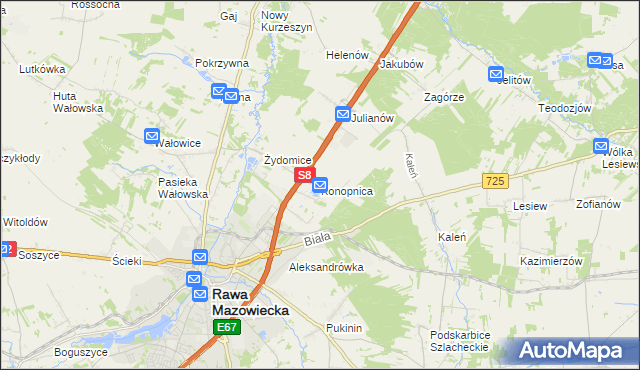 mapa Konopnica gmina Rawa Mazowiecka, Konopnica gmina Rawa Mazowiecka na mapie Targeo