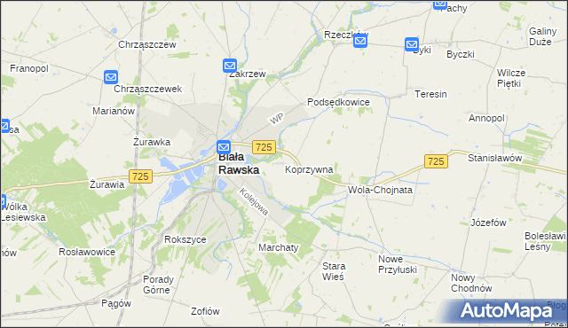 mapa Koprzywna, Koprzywna na mapie Targeo