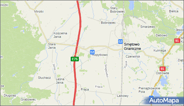 mapa Kopytkowo gmina Smętowo Graniczne, Kopytkowo gmina Smętowo Graniczne na mapie Targeo