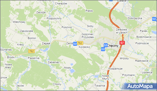 mapa Korzecko, Korzecko na mapie Targeo