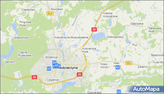 mapa Kościerska Huta, Kościerska Huta na mapie Targeo