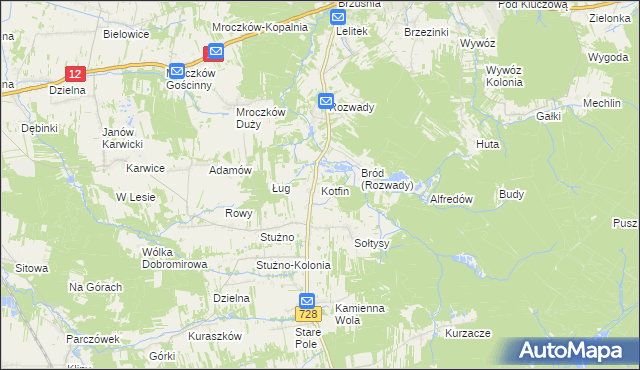 mapa Kotfin gmina Gielniów, Kotfin gmina Gielniów na mapie Targeo