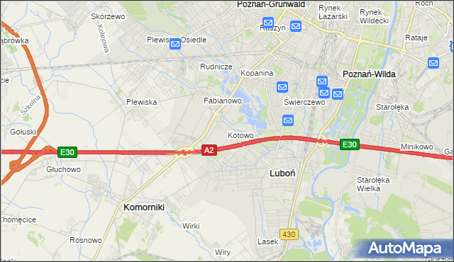 mapa Kotowo gmina Poznań, Kotowo gmina Poznań na mapie Targeo