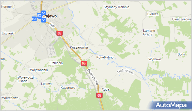 mapa Koty-Rybno, Koty-Rybno na mapie Targeo