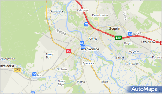 mapa Krapkowice, Krapkowice na mapie Targeo