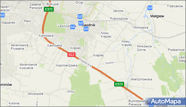 mapa Krępiec gmina Mełgiew, Krępiec gmina Mełgiew na mapie Targeo