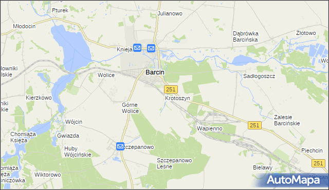 mapa Krotoszyn gmina Barcin, Krotoszyn gmina Barcin na mapie Targeo