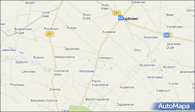 mapa Krotoszyn gmina Osięciny, Krotoszyn gmina Osięciny na mapie Targeo