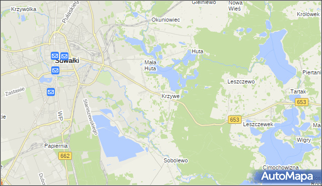mapa Krzywe gmina Suwałki, Krzywe gmina Suwałki na mapie Targeo