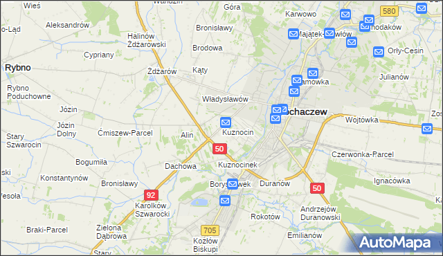 mapa Kuznocin gmina Sochaczew, Kuznocin gmina Sochaczew na mapie Targeo