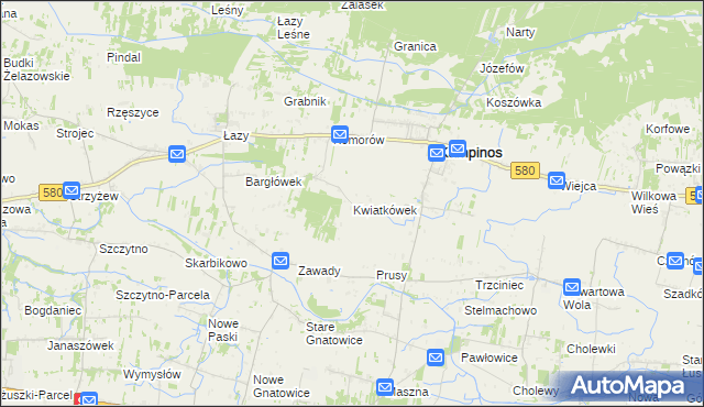 mapa Kwiatkówek gmina Kampinos, Kwiatkówek gmina Kampinos na mapie Targeo