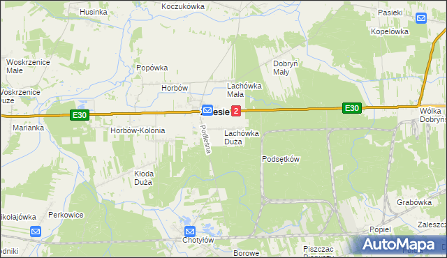 mapa Lachówka Duża, Lachówka Duża na mapie Targeo