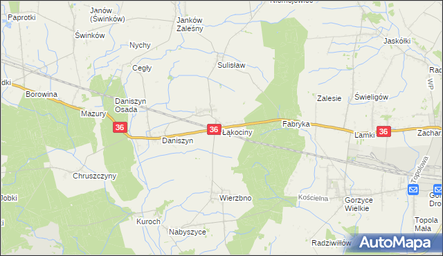 mapa Łąkociny, Łąkociny na mapie Targeo