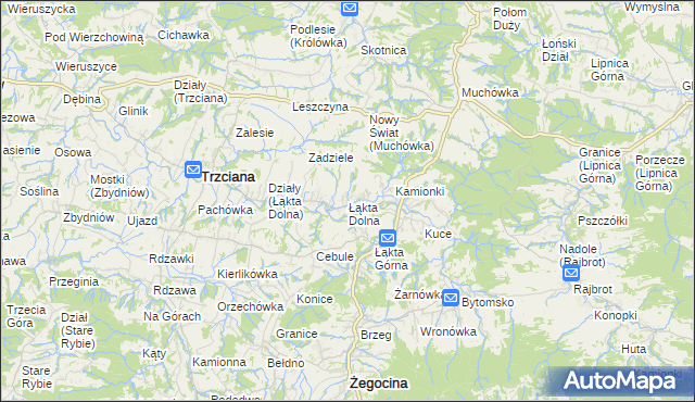 mapa Łąkta Dolna, Łąkta Dolna na mapie Targeo