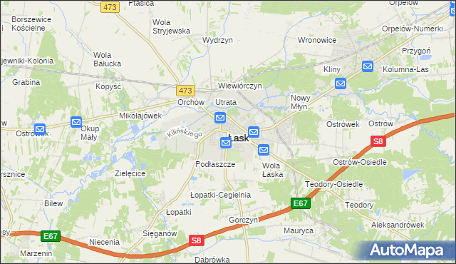 mapa Łask, Łask na mapie Targeo