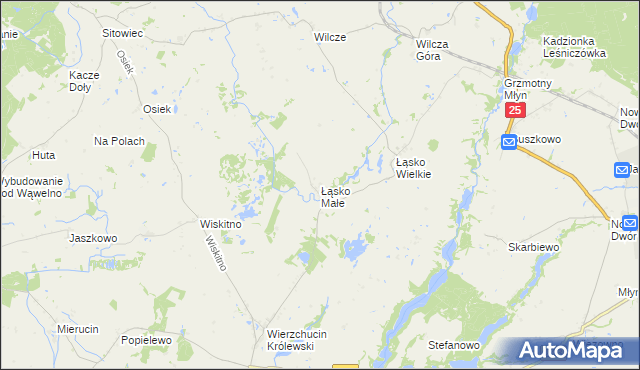 mapa Łąsko Małe, Łąsko Małe na mapie Targeo