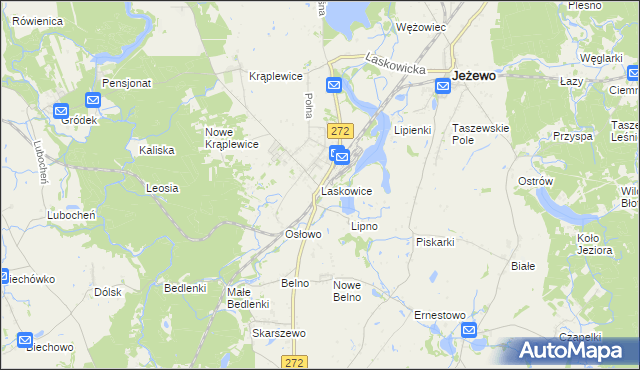 mapa Laskowice gmina Jeżewo, Laskowice gmina Jeżewo na mapie Targeo