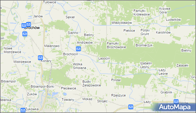 mapa Lasocin gmina Brochów, Lasocin gmina Brochów na mapie Targeo